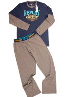 Replay Herren Schlafanzug lang Pyjama Baumwolle