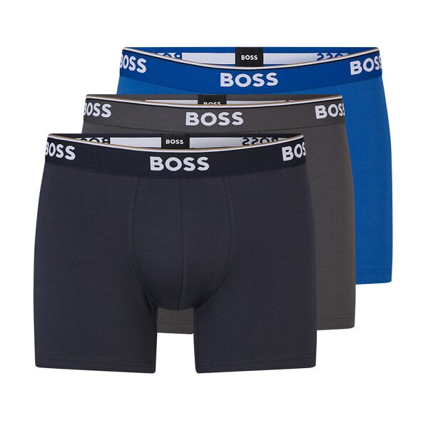 BOSS Boxer Brief 3P Power Herren Unterhosen l&auml;ngeres Bein Baumwoll Stretch