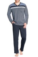 Herren Pyjama lang Klima Komfort Schlafanzug mit V-Neck...