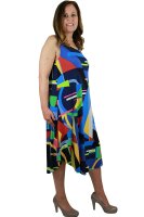 Strandkleid Sommerkleid City &amp; Beach Hauskleid &auml;rmellos A-Linie bunt gemustert