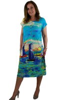 Sommerkleid Strandkleid Segelboot Knopfleiste Seitentaschen