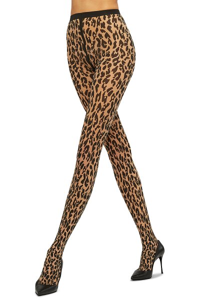 Wolford Leo Tights Damen Strumpfhose 20 DEN Animal Print eingestrickter Bund
