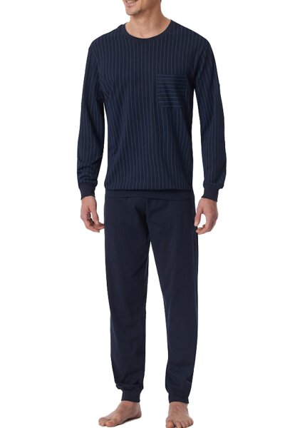 Comfort Essentials langer Schlafanzug B&uuml;ndchen Baumwolle Single Jersey