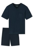 Herren Schlafanzug V-Neck kurz Pyjama Set Comfort Essentials Baumwolle Schiesser