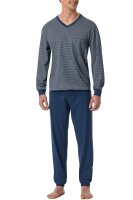 Comfort Essentials langer Schlafanzug V-Neck B&uuml;ndchen Baumwolle Jersey Schiesser