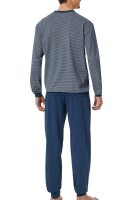 Comfort Essentials langer Schlafanzug V-Neck B&uuml;ndchen Baumwolle Jersey Schiesser