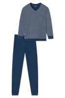 Comfort Essentials langer Schlafanzug V-Neck B&uuml;ndchen Baumwolle Jersey Schiesser
