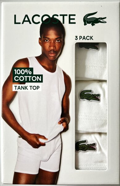 Lacoste Underwear Herren Tank Top 3er Pack Unterhemd Krodil Logo