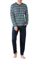 Hajo Herren Schlafanzug lang V-Neck Brusttasche Premium Cotton Baumwolle Jersey