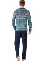 Hajo Herren Schlafanzug lang V-Neck Brusttasche Premium Cotton Baumwolle Jersey