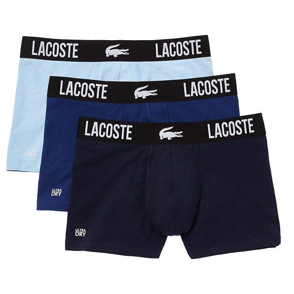 Herren Unterhose Trunk 3er Pack Lacoste Kroko Logo Stretch Baumwolle Ultra Dry