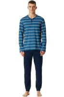 Herren Schlafanzug lang B&uuml;ndchen Baumwolle Jersey Schiesser Casual Nightwear