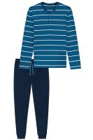 Herren Schlafanzug lang B&uuml;ndchen Baumwolle Jersey Schiesser Casual Nightwear
