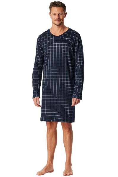 Herren Nachthemd Schlafshirt Langarm Schiesser Fine Interlock Bio Baumwolle