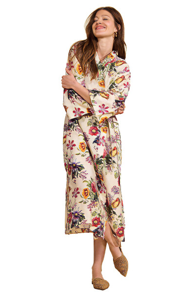 Essenza Damen Kimono Ilona Florea Hausmantel Morgenmantel 120 cm Baumwolle Satin
