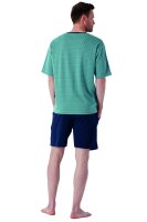 Hajo Herren Schlafanzug kurz Klima Light Jacquard V-Ausschnitt Logo-Stickerei