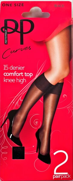 Pretty Polly Curves Feinkniestr&uuml;mpfe 2er Pack Komfortbund verst&auml;rkte Zehenspitze
